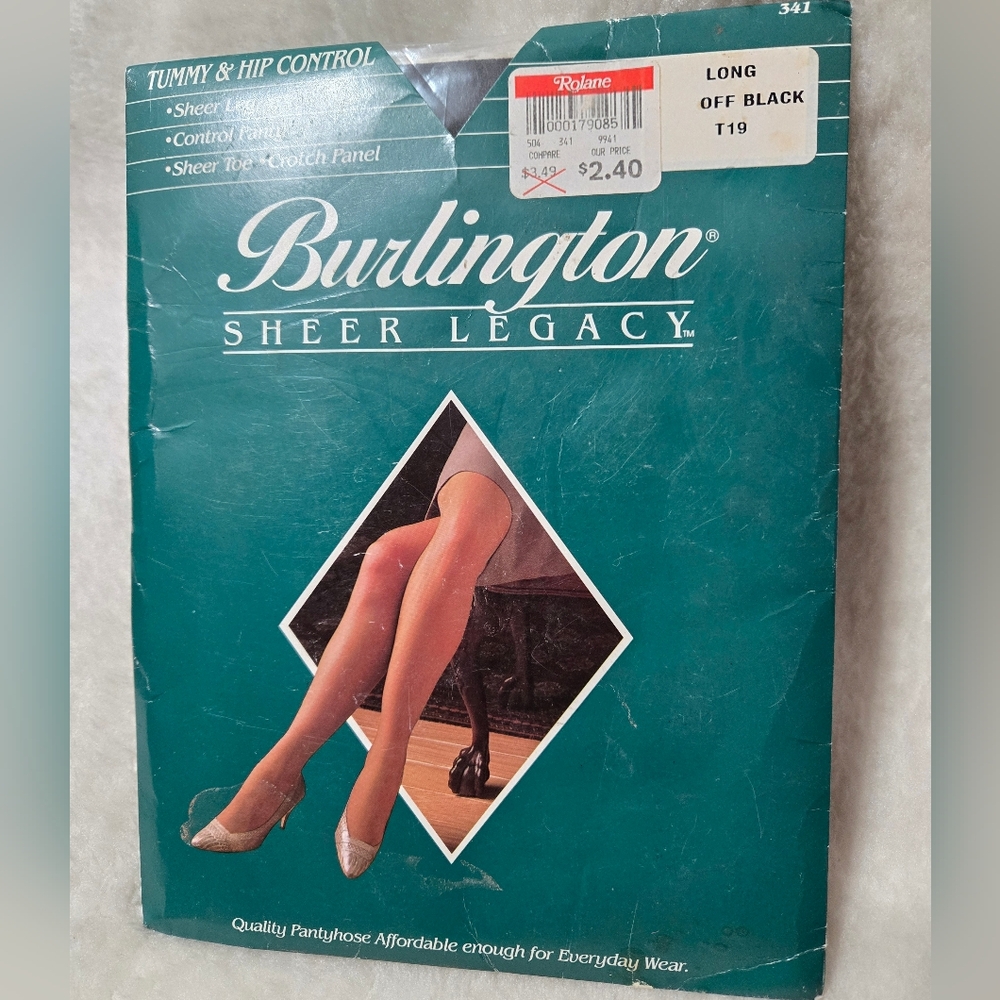 Burlington Sheer Legacy Long Off Black T19 Sheer Leg Hosiery NIP